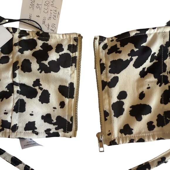 Cotton Candy LA Cow Print Bustier Crop Top Size S Y2K Milkmaid - Picture 6 of 8